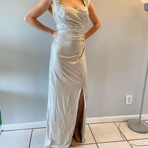 Long Champaign metallic dress